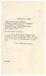 Letter from W. E. B. Du Bois to Federal Council of the Churches of Christ in America