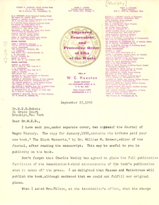 Letter from George B. Murphy, Jr. to W. E. B. Du Bois