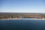 An October 2017 aerial view of a portion of the New Hampshire coastline, the shortest (18 miles) of any state, at Rye Beach, below Portsmouth