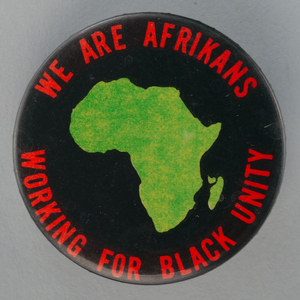 Pinback button promoting black unity