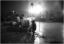 Men and women seated at a table before the Senate Subcommittee on Employment, Manpower, and Poverty, during a hearing at the Heidelberg Hotel in Jackson, Mississippi.