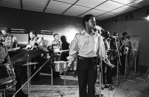 Singer Sam Mangwana with his band known as Festival de Maquisards, Kinshasa, Congo (Democratic Republic)