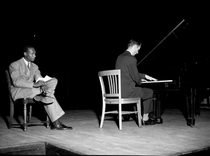 Dr. Robert Stevenson, pianist, at HU [Howard University] May 1949 [cellulose acetate photonegative]