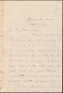 Letter from Oliver Johnson, Plymouth, N.H., to William Lloyd Garrison, Sept[ember] 5, 1874