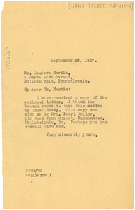 Letter from W. E. B. Du Bois to NAACP Philadelphia Branch