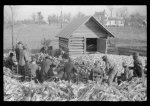 [Untitled photo, possibly related to: Corn shucking on Uncle Henry Garrett's place, Negro tenant of Mr. Fred Wilkins. White women don't go to Negro shucking to help with the cooking but whites are fed by Negro women just the same as at other shucking week previous at Mr. Fred Wilkins' home. Tally Ho, near Stem, Granville County, North Carolina]