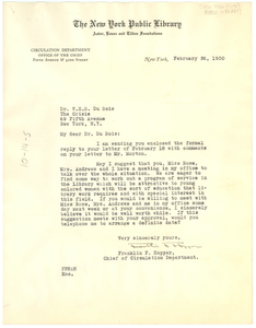 Letter from the New York Public Library to W. E. B. Du Bois