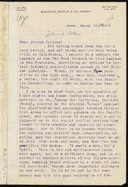 Copy of letter to] Dear friend Collins [manuscript