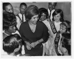 Katherine Dunham talks with members of the color guard at Gershwin JHS