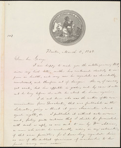 Thumbnail for Letter from William Lloyd Garrison, Boston, [Mass.], to George William Benson, March 3, 1843