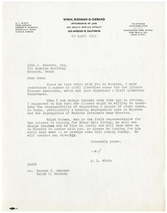 Letter from A.L. Wirin to John J. Herrera - 1955-04-20