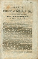 Speech of Edward C. Delavan, Esq., at a meeting of the friends of Mr. Fillmore, at Ballston, Aug. 9, 1856.