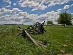 Split-rail fence at Gettysburg National Military Park in Gettysburg, Pennsylvania, site of the fateful battle of the U.S. Civil War