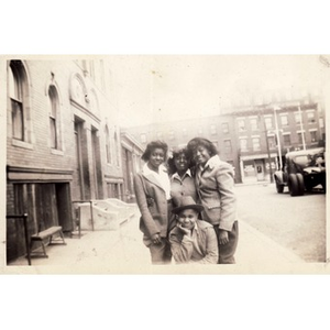 "Winnie" Irish poses with her friends on Haskins Street