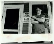 Jane Collis in front of her Cabbagetown home, November 28, 1984