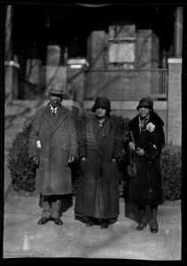 Man and two women in front of house] [cellulose acetate photonegative