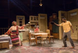 Stori Ayers, Dorcas Sowunmi and Chiké Johnson in a scene from the play A raisin in the sun