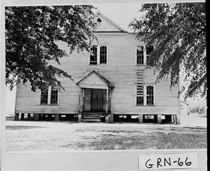 Photograph of the exterior of Greensboro High School for African-Americans, Greensboro, Greene County, Georgia, 194