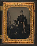 [Sergeant Elbert Slingerland and First Lieutenant Nicholas DeGraff of Co. D, 115th New York Infantry Regiment in uniform with American flag]