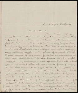 Letter from Deborah Weston, New Bedford, [Mass.], to Anne Warren Weston, Nov. 19, 1837