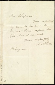 Letter to] Mrs. Chapman [manuscript