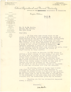 Letter from H. M. Bond to W. E. B. Du Bois