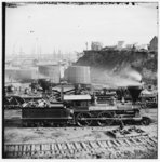 [City Point, Va. "Gen. J.C. Robinson" and other locomotives of the U.S. Military Railroad]