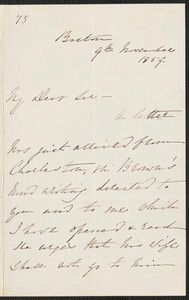 Thumbnail for S. G. Howe letter signed to [Thomas Wentworth Higginson], Boston, 9 November 1859