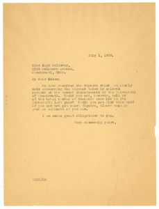 Letter from W. E. B. Du Bois to Mary K. Holloway