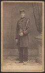 [Unidentified musician in New Hampshire artillery uniform and canvas shoes with saxhorn]