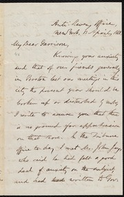 Letter to] My Dear Garrison [manuscript