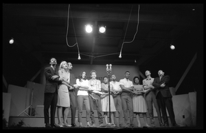 We Shall Overcome: performers on stage, Newport Folk Festival Left to right: Peter Yarrow, Mary Travers, Paul Stookey, Joan Baez, Bob Dylan, Bernice Reagon, Cordell Reagon, Charles Neblett, Rutha Harris, Pete Seeger, and Theodore Bikel