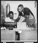 Jefferson High School students write a story for the school newspaper, circa 1951/1960, Los Angeles