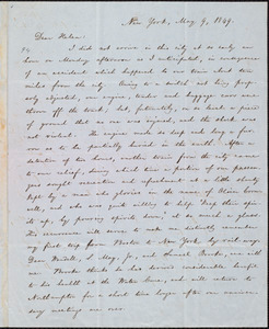 Letter from William Lloyd Garrison, New York, to Helen Eliza Garrison, May 9, 1849