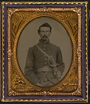 [Second Lieutenant John R. Stout of Co. D, 132nd Indiana Infantry Regiment in uniform with sword]