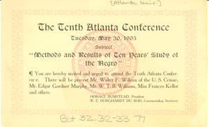Invitation to Tenth Atlanta Conference for the Study of the Negro Problems