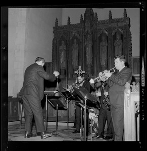 Composer Ed Summerlin directing the Herb Pomeroy band with his "Liturgy of the Holy Spirit"