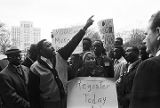 Hosea Williams speaking to demonstrators at a voter registration rally outside the Jefferson County courthouse in Birmingham, Alabama.