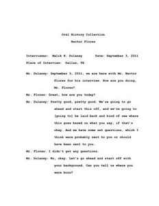 Oral History Interview with Hector Flores