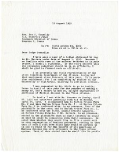 Letter from Ralph Guzman to Ben C. Connally - 1955-08-12