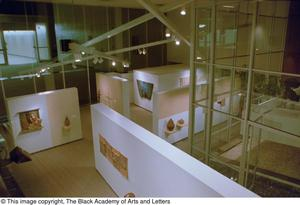 Bird's eye view of an exhibit in the James E. Kemp Gallery