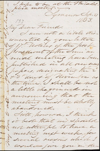 Letter from Samuel Joseph May, Syracuse, [New York], to William Lloyd Garrison, 1853 Sep[tember] 21