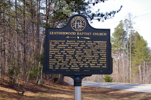 Leatherwood Baptist Church historical marker