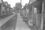 Two rows of small houses in Little Korea, a neighborhood in Birmingham, Alabama.