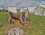 Brandon Booth, who plays a historical character at the re-enactment, held each American Independence Day Weekend (on and surrounding July 4), of various skirmishes at the decisive 1863 Battle of Gettysburg, in Pennsylvania, which turned the tide of the American Civil War against the outmanned, rebellious Confederates for good