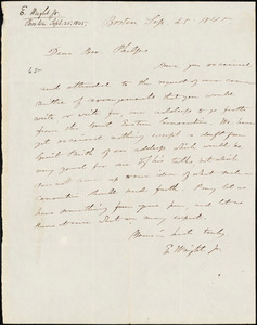 Letter from Elizur Wright, Boston, [Massachusetts], to Amos Augustus Phelps, 1845 Sep[tember] 25