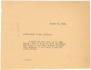 Memorandum from W. E. B. Du Bois to Robert Bagnall