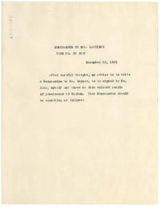 Memorandum from W. E. B. Du Bois to New York Public Library