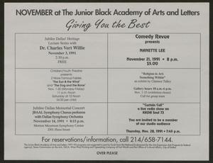 November at The Junior Black Academy of Arts and Letters: Giving You the Best