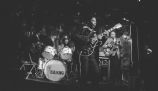 B. B. King: New Haven, Conn. Performing at Yale University for students. Bill Ferris at podium. B. B. King performing on stage at ""Lucifers"" in Boston, Mass (BKP 11-76-5)